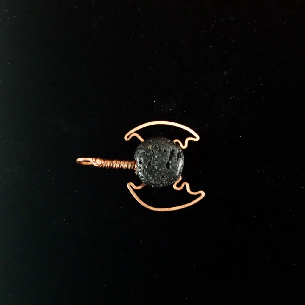 Curved Bat - Lava Stone Pendant