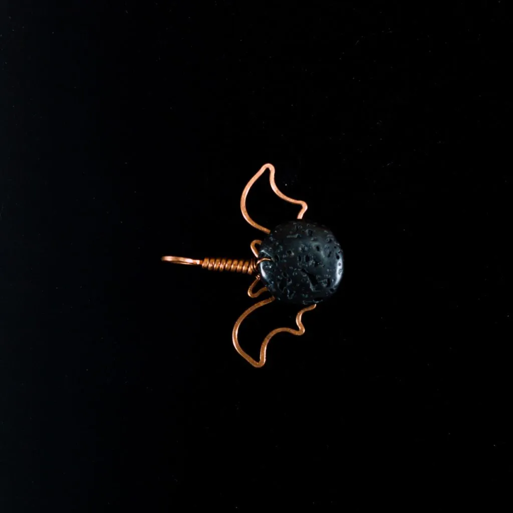 Pointed Bat - Lava Stone Pendant