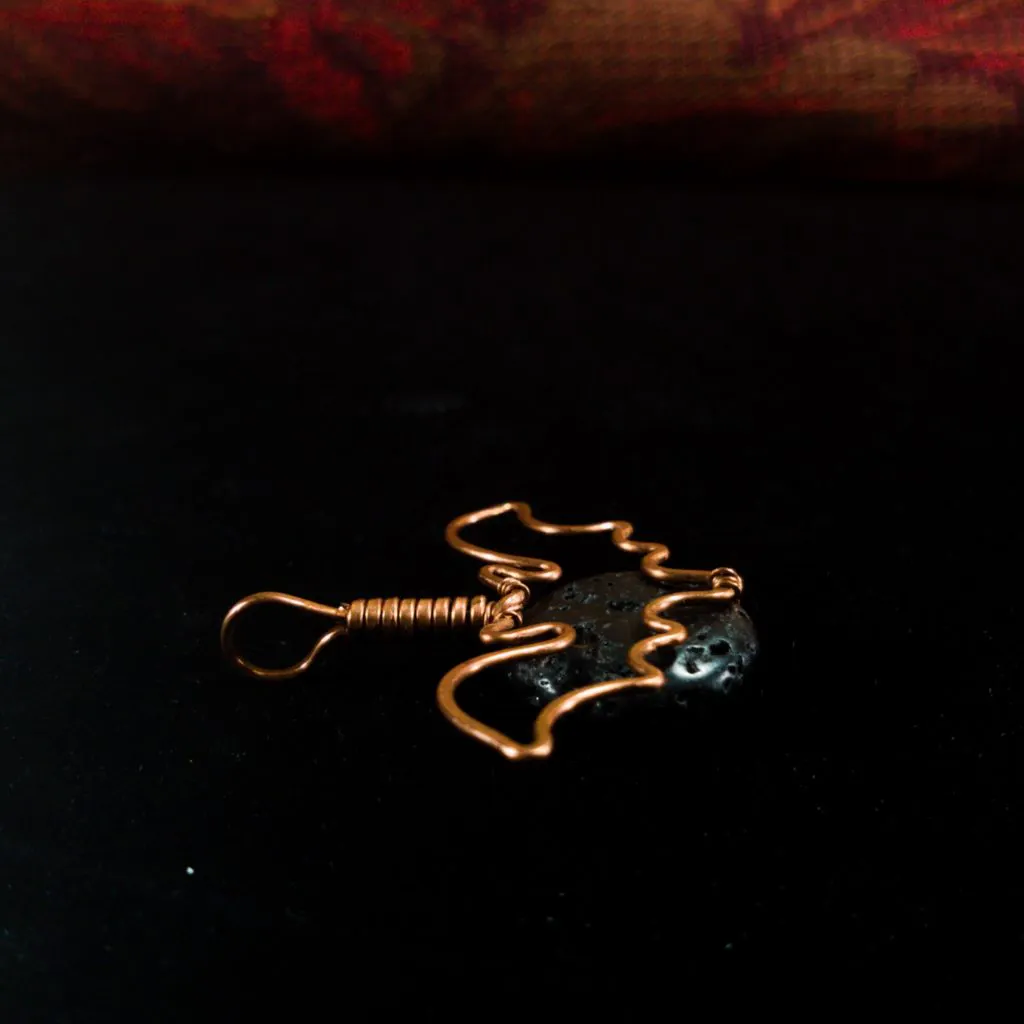 Pointed Bat - Lava Stone Pendant