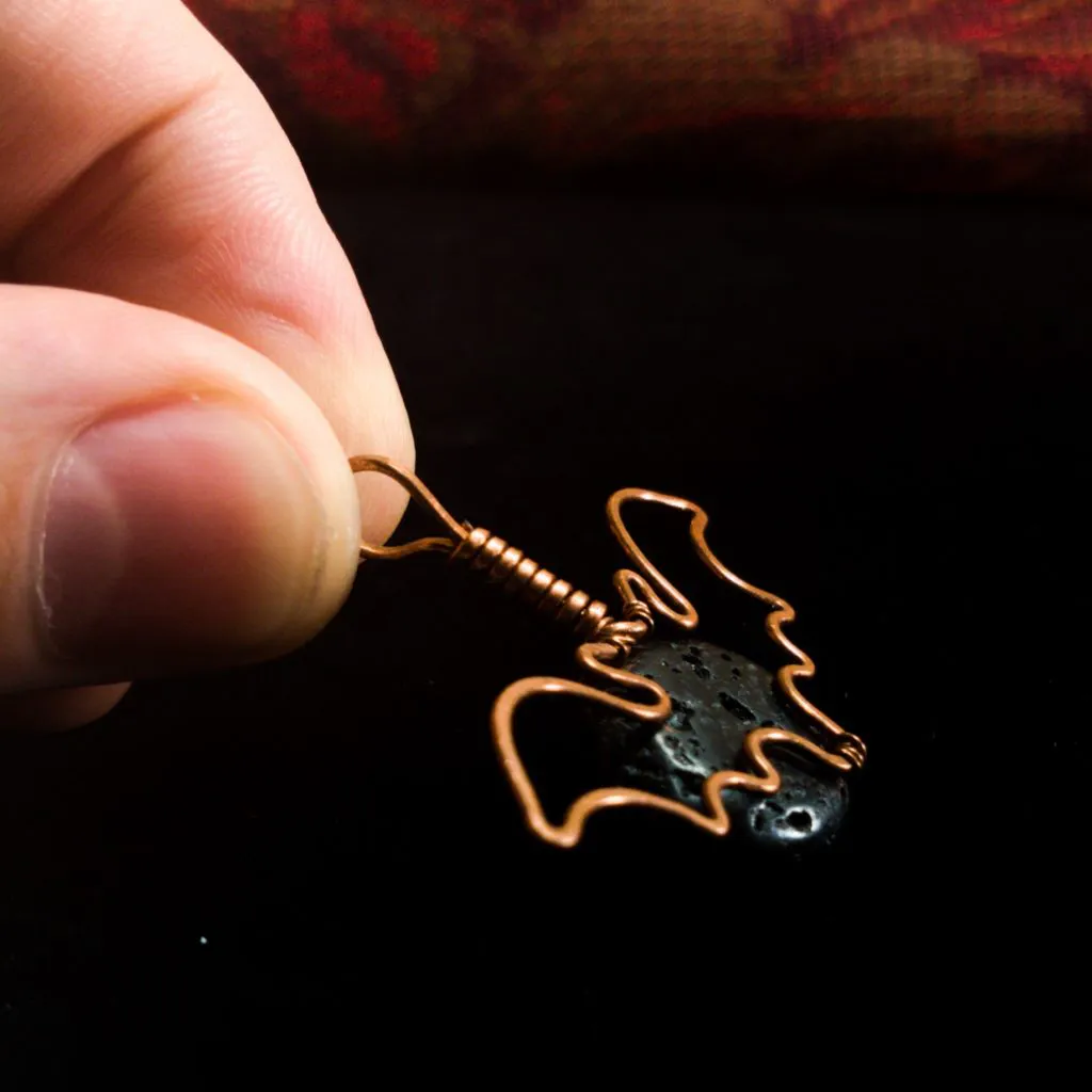 Pointed Bat - Lava Stone Pendant