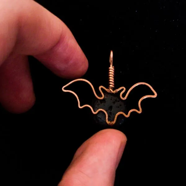 Pointed Bat - Lava Stone Pendant