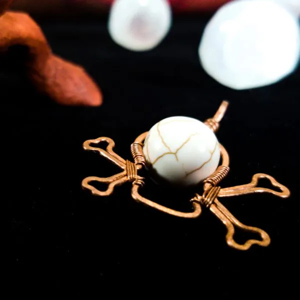 Skull and Crossbones - Howlite Pendant