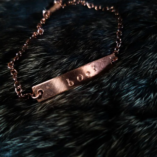 Boo! - Stamped Copper Bracelet