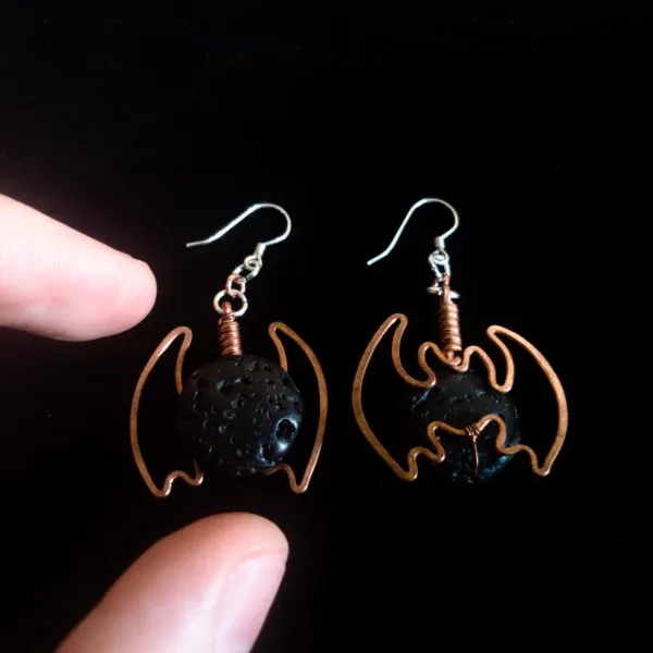 Bat Lava Stone Earrings