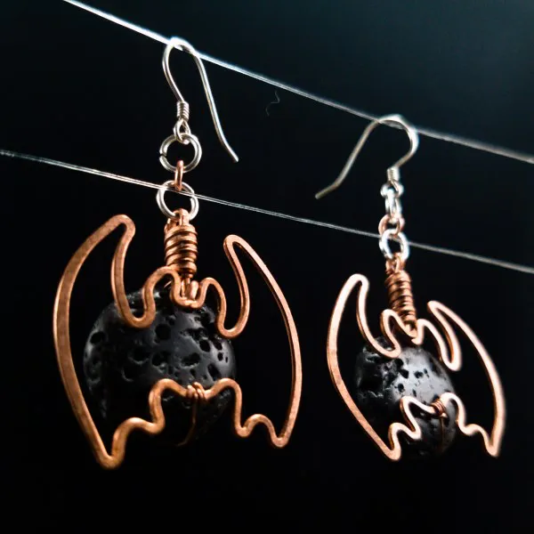 Bat Lava Stone Earrings