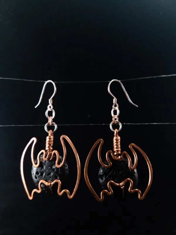 Bat Lava Stone Earrings