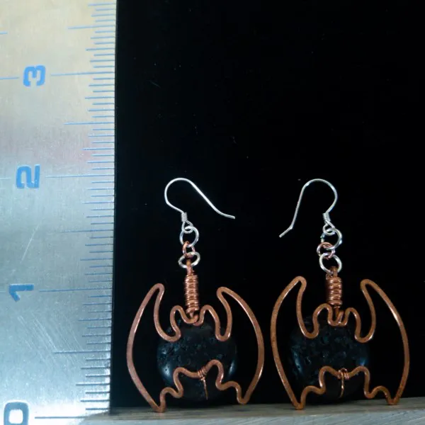 Bat Lava Stone Earrings