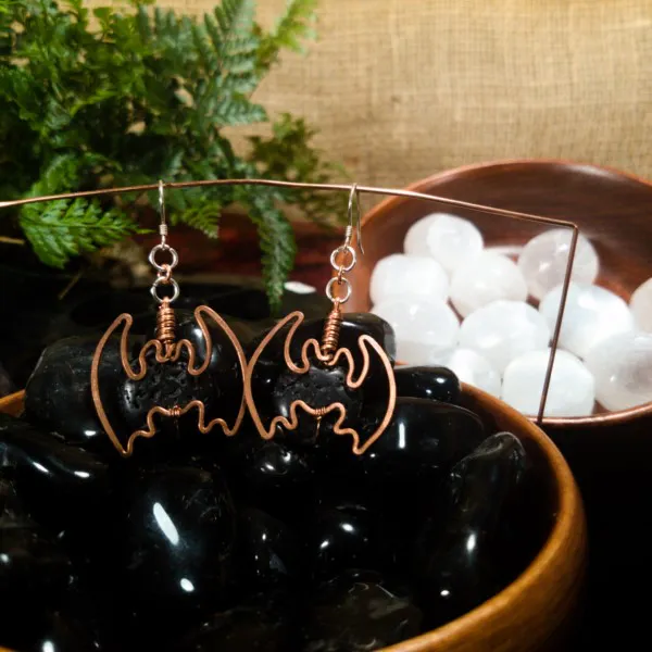 Bat Lava Stone Earrings