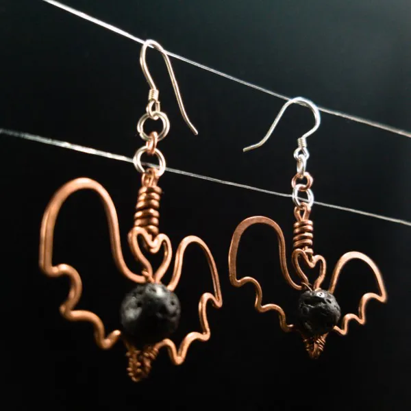 Bat Lava Stone Earrings