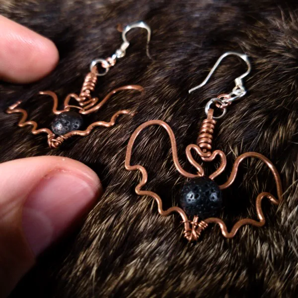 Bat Lava Stone Earrings