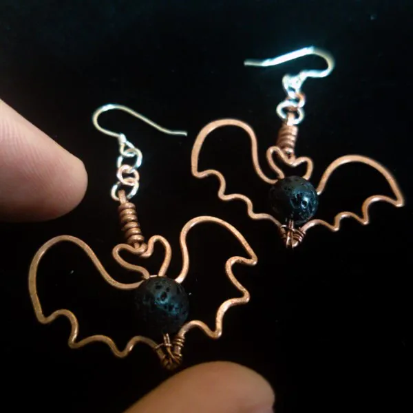 Bat Lava Stone Earrings