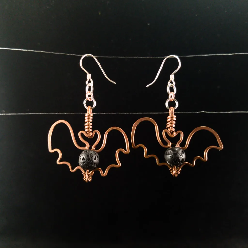 Bat Lava Stone Earrings