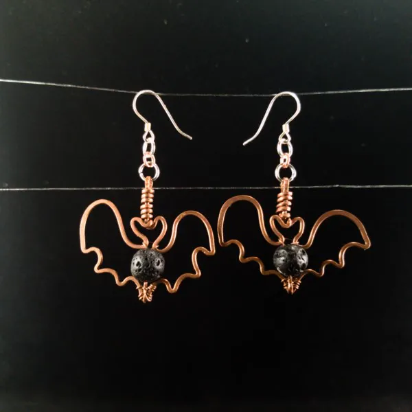 Bat Lava Stone Earrings