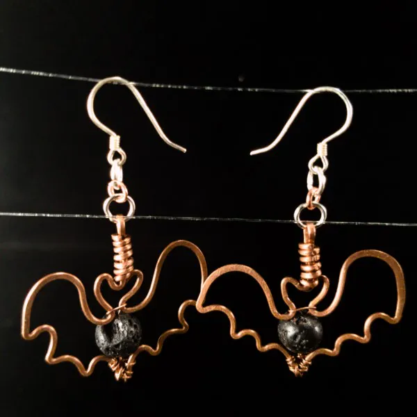 Bat Lava Stone Earrings