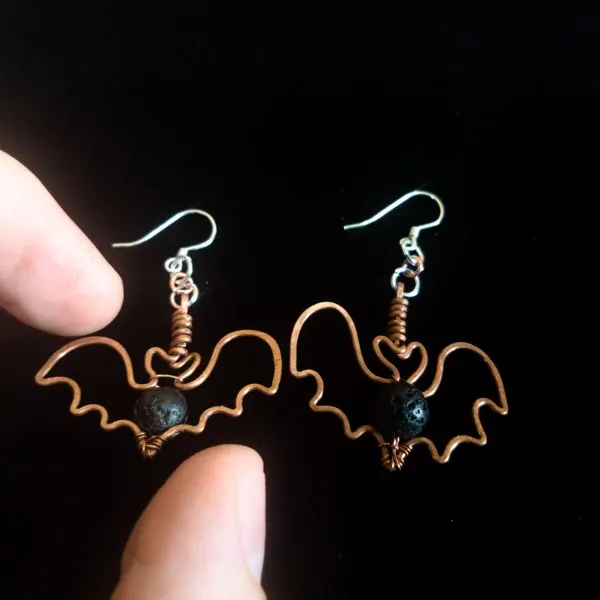 Bat Lava Stone Earrings