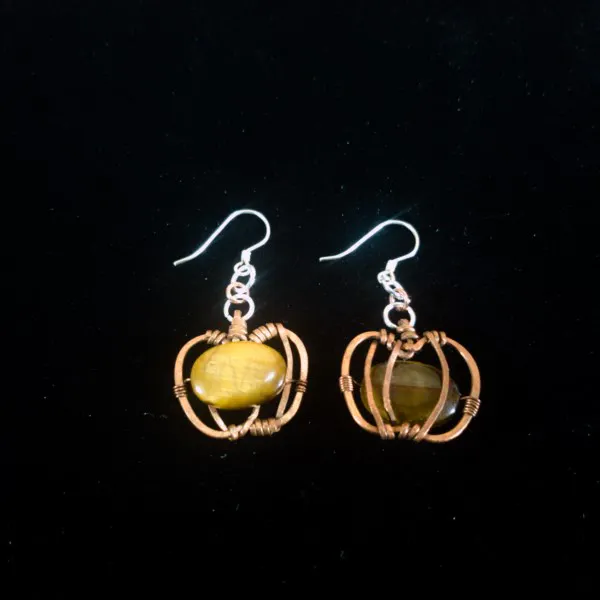 Pumpkin Tiger Eye Earrings