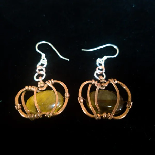 Pumpkin Tiger Eye Earrings