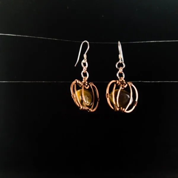 Pumpkin Tiger Eye Earrings