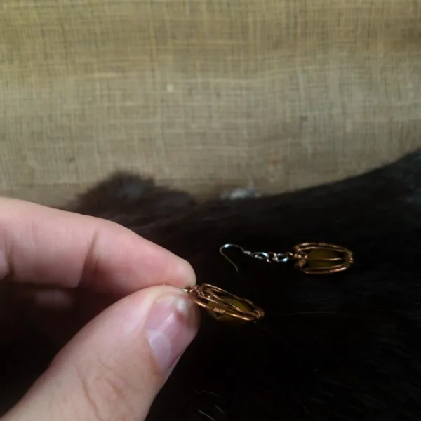 Pumpkin Tiger Eye Earrings