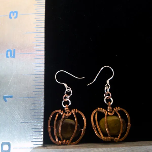 Pumpkin Tiger Eye Earrings