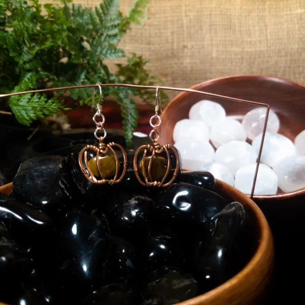 Pumpkin Tiger Eye Earrings