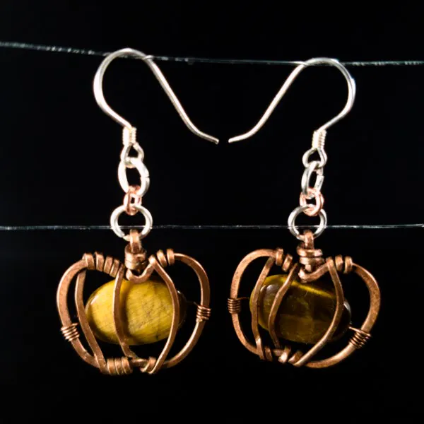 Pumpkin Tiger Eye Earrings