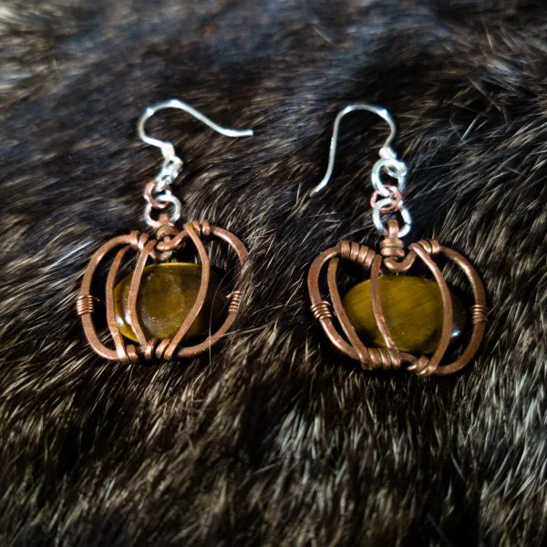 Pumpkin Tiger Eye Earrings