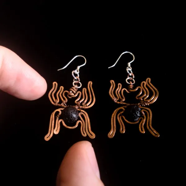 Spider Lava Stone Earrings