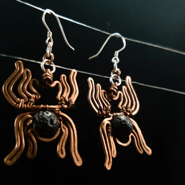 Spider Lava Stone Earrings