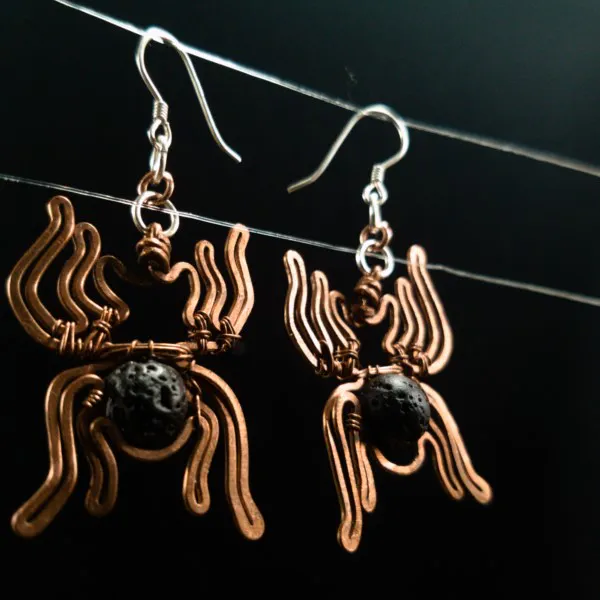 Spider Lava Stone Earrings