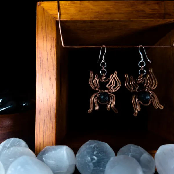 Spider Lava Stone Earrings