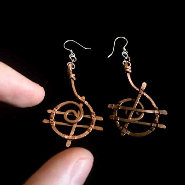 Spiral Spider Web - Copper Earrings