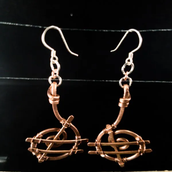 Spiral Spider Web - Copper Earrings