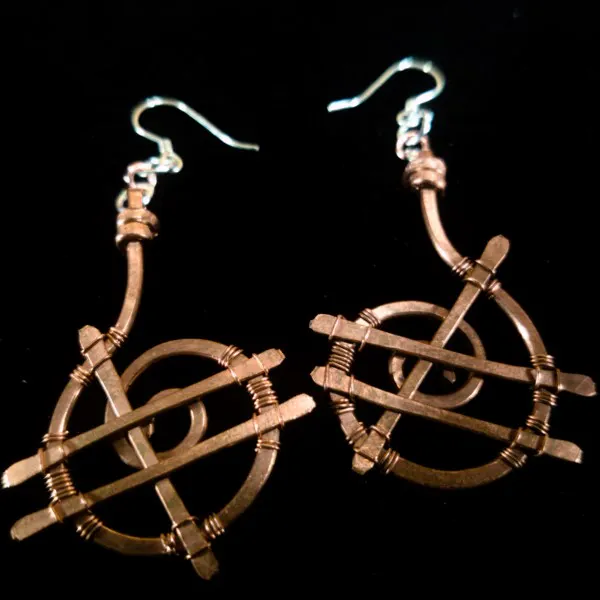 Spiral Spider Web - Copper Earrings