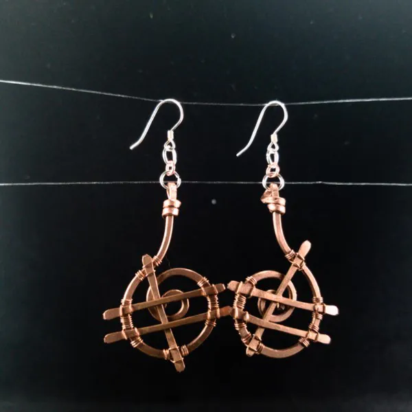 Spiral Spider Web - Copper Earrings