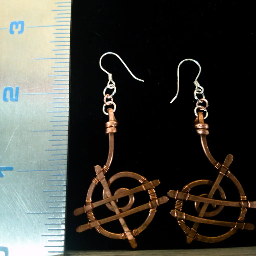 Spiral Spider Web - Copper Earrings