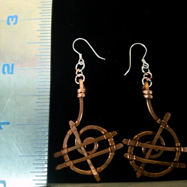 Spiral Spider Web - Copper Earrings