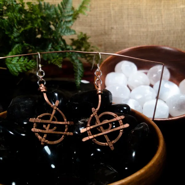 Spiral Spider Web - Copper Earrings