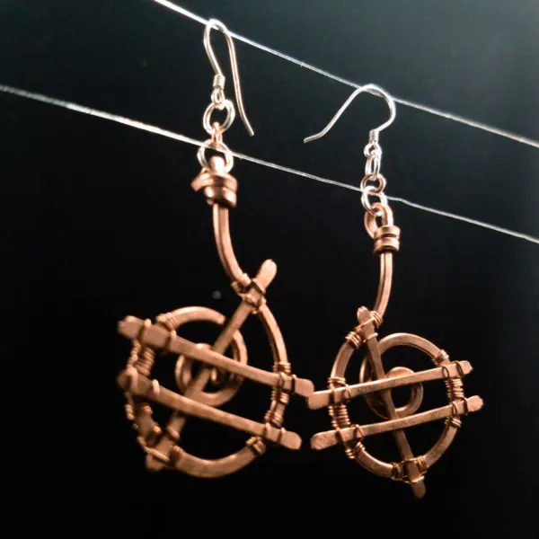 Spiral Spider Web - Copper Earrings