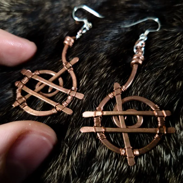 Spiral Spider Web - Copper Earrings