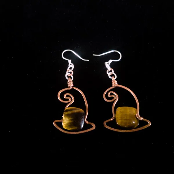 Witch's Hat - Tiger Eye Earrings