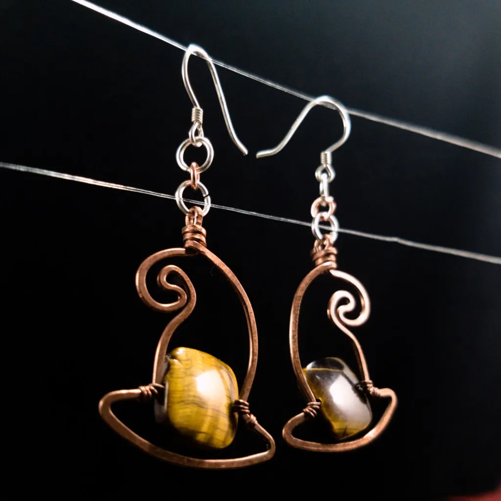 Witch's Hat - Tiger Eye Earrings