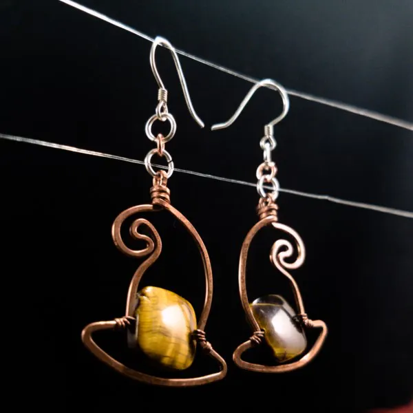 Witch's Hat - Tiger Eye Earrings