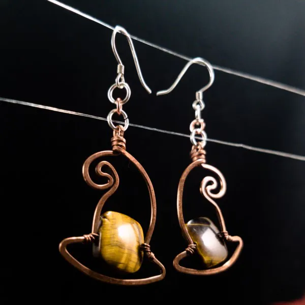 Witch's Hat - Tiger Eye Earrings