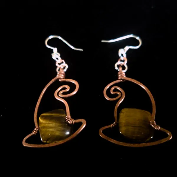 Witch's Hat - Tiger Eye Earrings