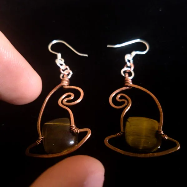 Witch's Hat - Tiger Eye Earrings