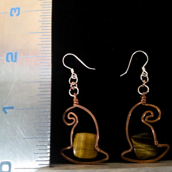 Witch's Hat - Tiger Eye Earrings