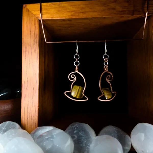 Witch's Hat - Tiger Eye Earrings