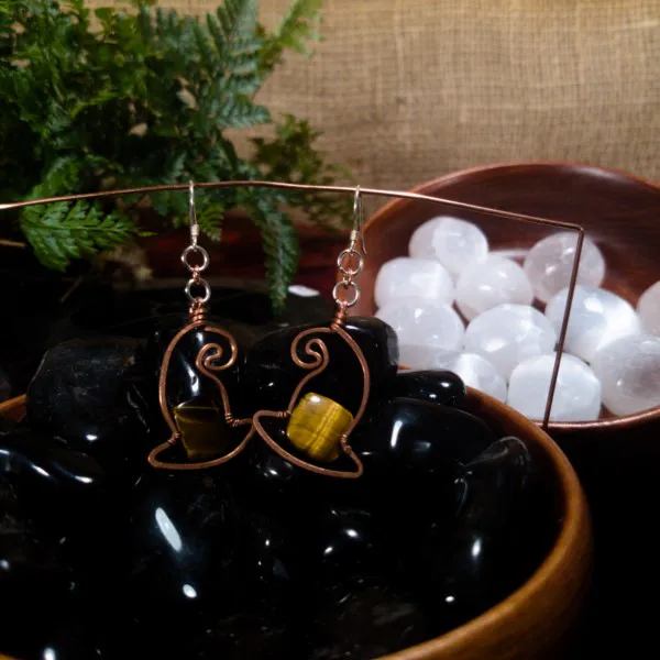 Witch's Hat - Tiger Eye Earrings