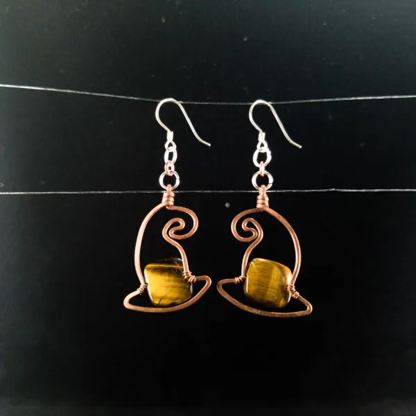 Witch's Hat - Tiger Eye Earrings